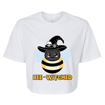 Bee Witched Cute Halloween Bee Wearing Witches Hat Bewitched Bella+Canvas Jersey Crop Tee