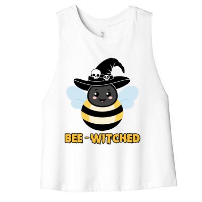 Bee Witched Cute Halloween Bee Wearing Witches Hat Bewitched Women's Racerback Cropped Tank