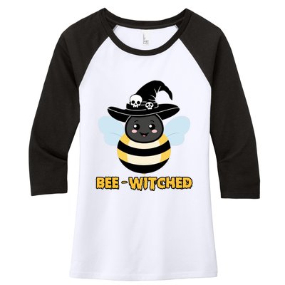 Bee Witched Cute Halloween Bee Wearing Witches Hat Bewitched Women's Tri-Blend 3/4-Sleeve Raglan Shirt