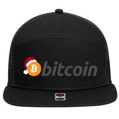Bitcoin With Christmas Hat Funny Bitcoin With Santa Hat Funny Bitcoin Crypto 7 Panel Mesh Trucker Snapback Hat
