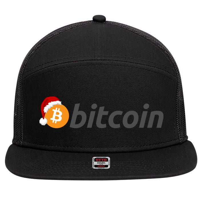 Bitcoin With Christmas Hat Funny Bitcoin With Santa Hat Funny Bitcoin Crypto 7 Panel Mesh Trucker Snapback Hat