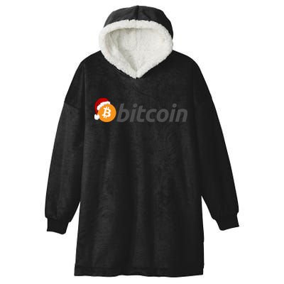 Bitcoin With Christmas Hat Funny Bitcoin With Santa Hat Funny Bitcoin Crypto Hooded Wearable Blanket