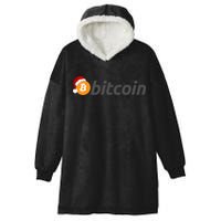Bitcoin With Christmas Hat Funny Bitcoin With Santa Hat Funny Bitcoin Crypto Hooded Wearable Blanket