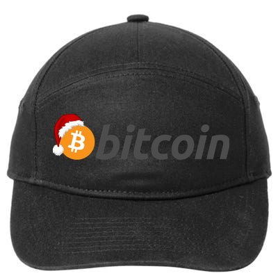 Bitcoin With Christmas Hat Funny Bitcoin With Santa Hat Funny Bitcoin Crypto 7-Panel Snapback Hat
