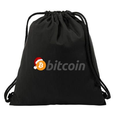Bitcoin With Christmas Hat Funny Bitcoin With Santa Hat Funny Bitcoin Crypto Drawstring Bag