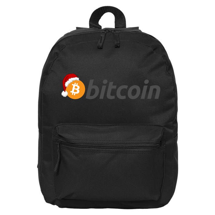 Bitcoin With Christmas Hat Funny Bitcoin With Santa Hat Funny Bitcoin Crypto 16 in Basic Backpack