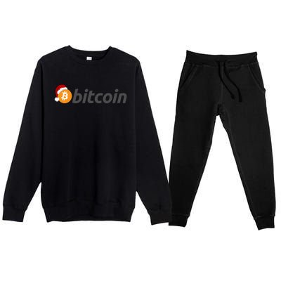 Bitcoin With Christmas Hat Funny Bitcoin With Santa Hat Funny Bitcoin Crypto Premium Crewneck Sweatsuit Set