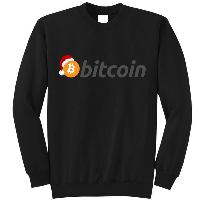 Bitcoin With Christmas Hat Funny Bitcoin With Santa Hat Funny Bitcoin Crypto Tall Sweatshirt