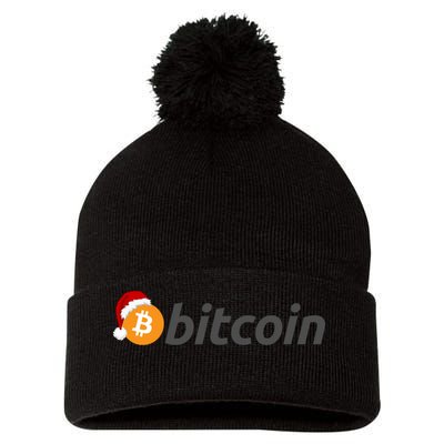 Bitcoin With Christmas Hat Funny Bitcoin With Santa Hat Funny Bitcoin Crypto Pom Pom 12in Knit Beanie