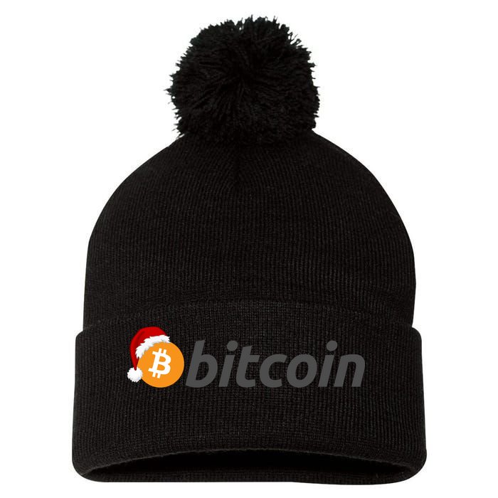 Bitcoin With Christmas Hat Funny Bitcoin With Santa Hat Funny Bitcoin Crypto Pom Pom 12in Knit Beanie