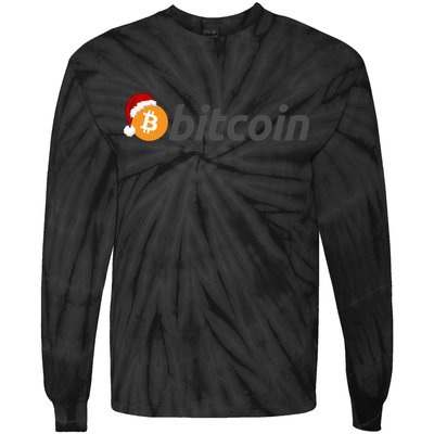 Bitcoin With Christmas Hat Funny Bitcoin With Santa Hat Funny Bitcoin Crypto Tie-Dye Long Sleeve Shirt