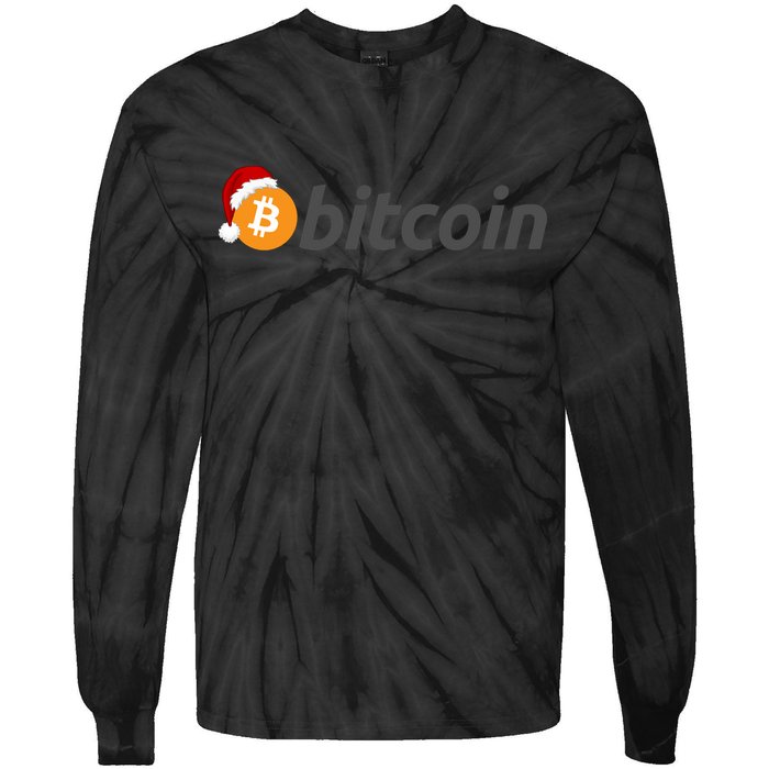 Bitcoin With Christmas Hat Funny Bitcoin With Santa Hat Funny Bitcoin Crypto Tie-Dye Long Sleeve Shirt