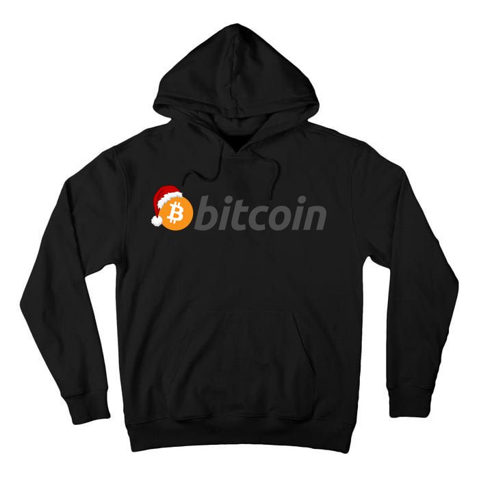 Bitcoin With Christmas Hat Funny Bitcoin With Santa Hat Funny Bitcoin Crypto Tall Hoodie