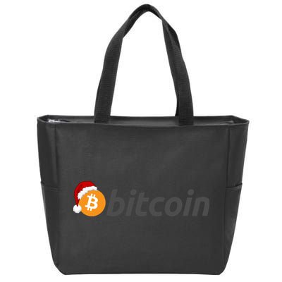 Bitcoin With Christmas Hat Funny Bitcoin With Santa Hat Funny Bitcoin Crypto Zip Tote Bag