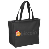 Bitcoin With Christmas Hat Funny Bitcoin With Santa Hat Funny Bitcoin Crypto Zip Tote Bag