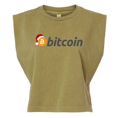 Bitcoin With Christmas Hat Funny Bitcoin With Santa Hat Funny Bitcoin Crypto Garment-Dyed Women's Muscle Tee