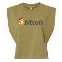 Bitcoin With Christmas Hat Funny Bitcoin With Santa Hat Funny Bitcoin Crypto Garment-Dyed Women's Muscle Tee