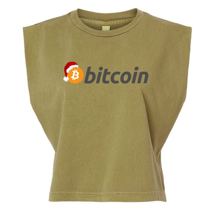 Bitcoin With Christmas Hat Funny Bitcoin With Santa Hat Funny Bitcoin Crypto Garment-Dyed Women's Muscle Tee