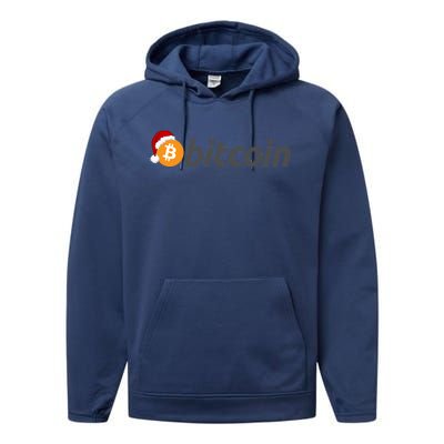 Bitcoin With Christmas Hat Funny Bitcoin With Santa Hat Funny Bitcoin Crypto Performance Fleece Hoodie