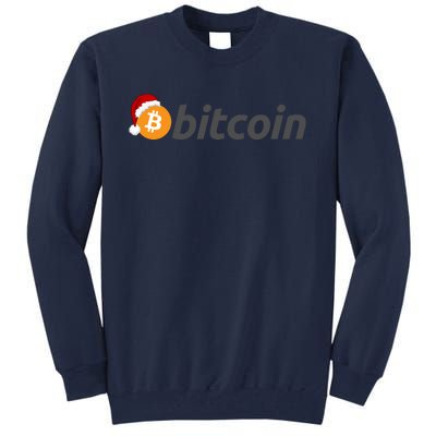 Bitcoin With Christmas Hat Funny Bitcoin With Santa Hat Funny Bitcoin Crypto Tall Sweatshirt