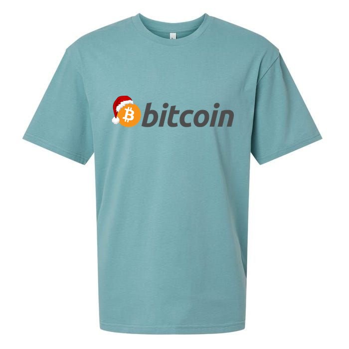 Bitcoin With Christmas Hat Funny Bitcoin With Santa Hat Funny Bitcoin Crypto Sueded Cloud Jersey T-Shirt