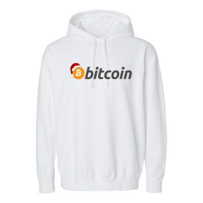 Bitcoin With Christmas Hat Funny Bitcoin With Santa Hat Funny Bitcoin Crypto Garment-Dyed Fleece Hoodie