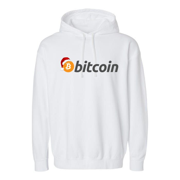Bitcoin With Christmas Hat Funny Bitcoin With Santa Hat Funny Bitcoin Crypto Garment-Dyed Fleece Hoodie
