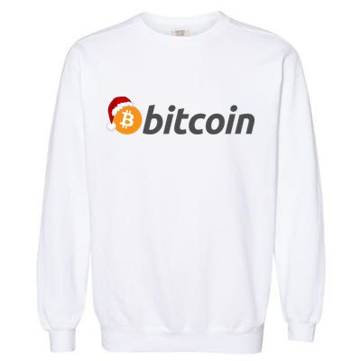 Bitcoin With Christmas Hat Funny Bitcoin With Santa Hat Funny Bitcoin Crypto Garment-Dyed Sweatshirt