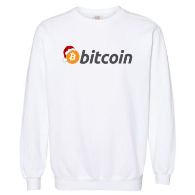 Bitcoin With Christmas Hat Funny Bitcoin With Santa Hat Funny Bitcoin Crypto Garment-Dyed Sweatshirt