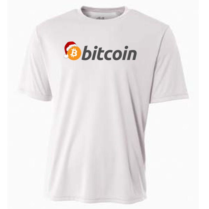 Bitcoin With Christmas Hat Funny Bitcoin With Santa Hat Funny Bitcoin Crypto Cooling Performance Crew T-Shirt