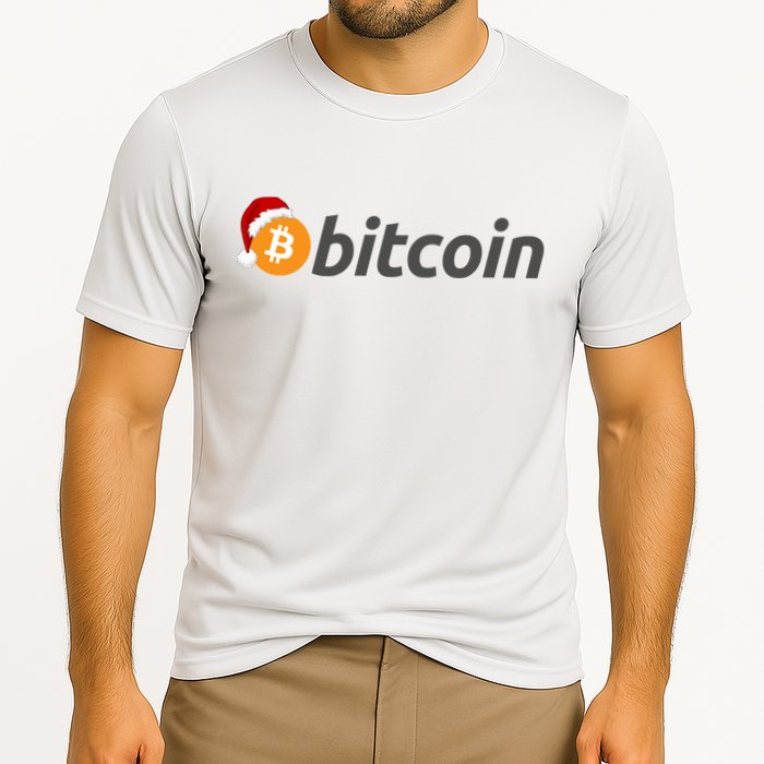 Bitcoin With Christmas Hat Funny Bitcoin With Santa Hat Funny Bitcoin Crypto Performance Shirt