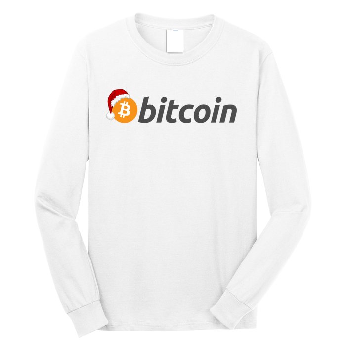 Bitcoin With Christmas Hat Funny Bitcoin With Santa Hat Funny Bitcoin Crypto Long Sleeve Shirt