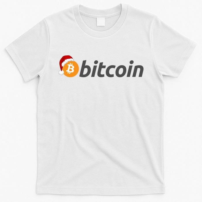 Bitcoin With Christmas Hat Funny Bitcoin With Santa Hat Funny Bitcoin Crypto T-Shirt