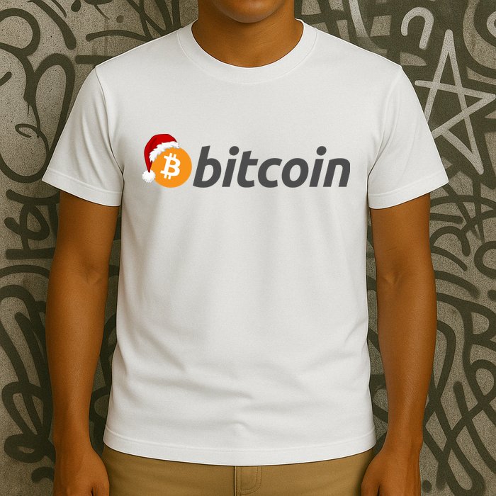 Bitcoin With Christmas Hat Funny Bitcoin With Santa Hat Funny Bitcoin Crypto T-Shirt