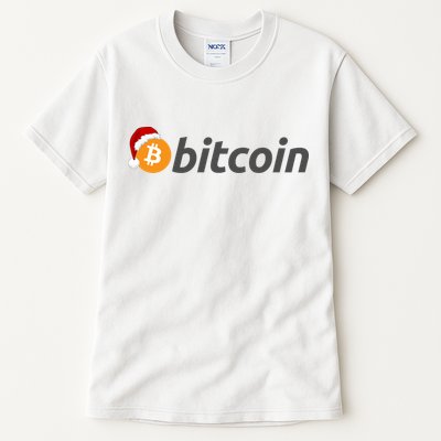 Bitcoin With Christmas Hat Funny Bitcoin With Santa Hat Funny Bitcoin Crypto Tall T-Shirt