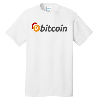 Bitcoin With Christmas Hat Funny Bitcoin With Santa Hat Funny Bitcoin Crypto Tall T-Shirt