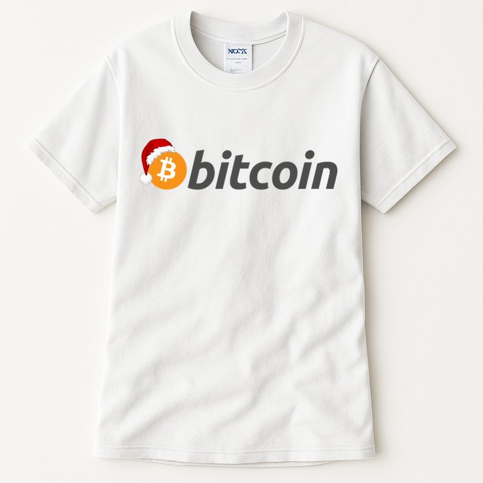 Bitcoin With Christmas Hat Funny Bitcoin With Santa Hat Funny Bitcoin Crypto Tall T-Shirt