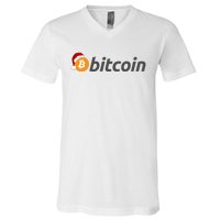 Bitcoin With Christmas Hat Funny Bitcoin With Santa Hat Funny Bitcoin Crypto V-Neck T-Shirt