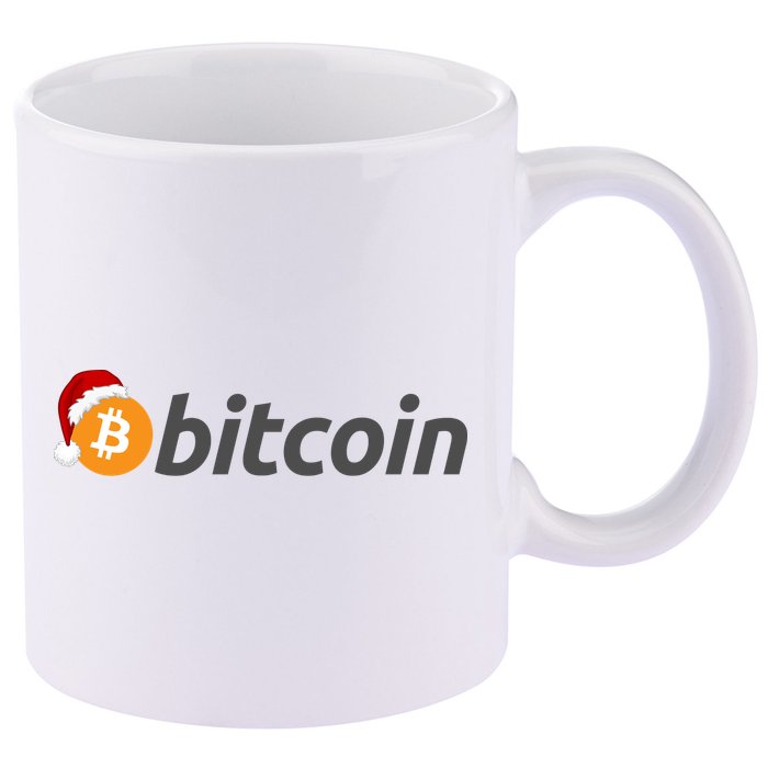 Bitcoin With Christmas Hat Funny Bitcoin With Santa Hat Funny Bitcoin Crypto 11oz C Handle Ceramic Mug