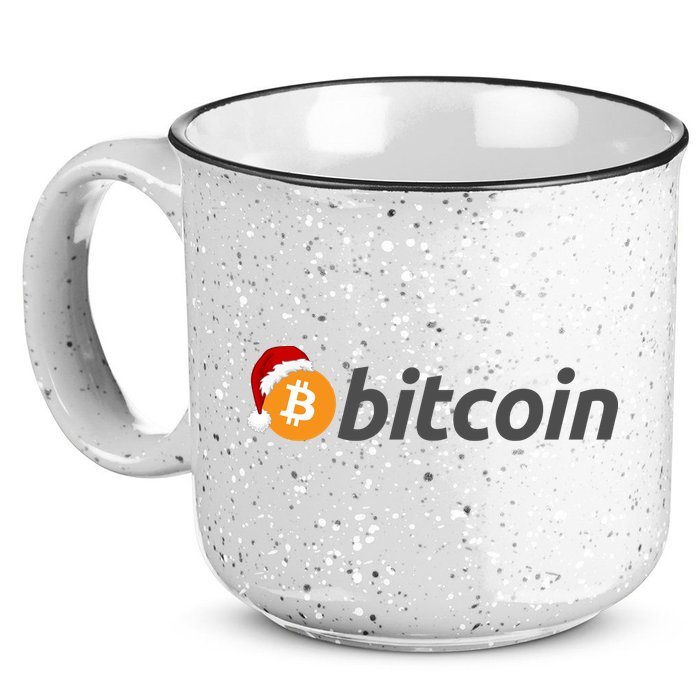 Bitcoin With Christmas Hat Funny Bitcoin With Santa Hat Funny Bitcoin Crypto 15oz Campfire Ceramic Mug