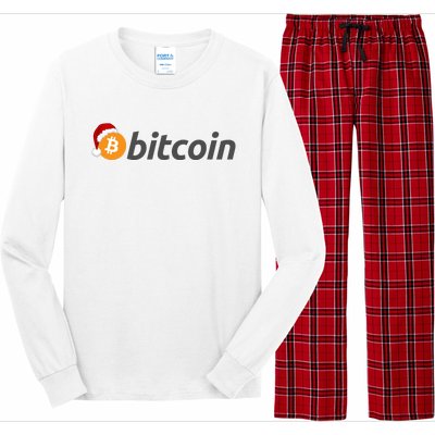 Bitcoin With Christmas Hat Funny Bitcoin With Santa Hat Funny Bitcoin Crypto Long Sleeve Pajama Set