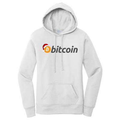 Bitcoin With Christmas Hat Funny Bitcoin With Santa Hat Funny Bitcoin Crypto Women's Pullover Hoodie