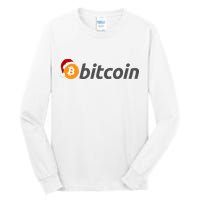 Bitcoin With Christmas Hat Funny Bitcoin With Santa Hat Funny Bitcoin Crypto Tall Long Sleeve T-Shirt