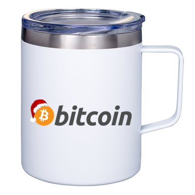 Bitcoin With Christmas Hat Funny Bitcoin With Santa Hat Funny Bitcoin Crypto 12oz Stainless Steel Coffee Mug