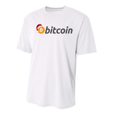 Bitcoin With Christmas Hat Funny Bitcoin With Santa Hat Funny Bitcoin Crypto Performance Sprint T-Shirt