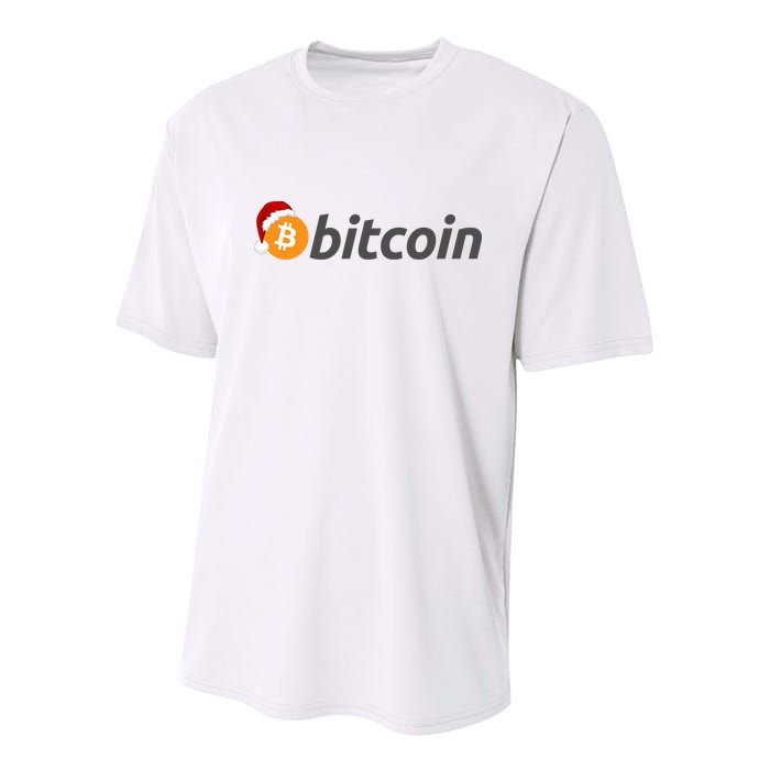 Bitcoin With Christmas Hat Funny Bitcoin With Santa Hat Funny Bitcoin Crypto Youth Performance Sprint T-Shirt