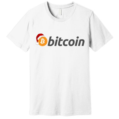 Bitcoin With Christmas Hat Funny Bitcoin With Santa Hat Funny Bitcoin Crypto Premium T-Shirt