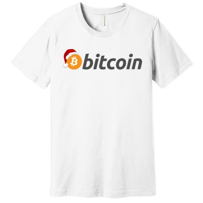 Bitcoin With Christmas Hat Funny Bitcoin With Santa Hat Funny Bitcoin Crypto Premium T-Shirt