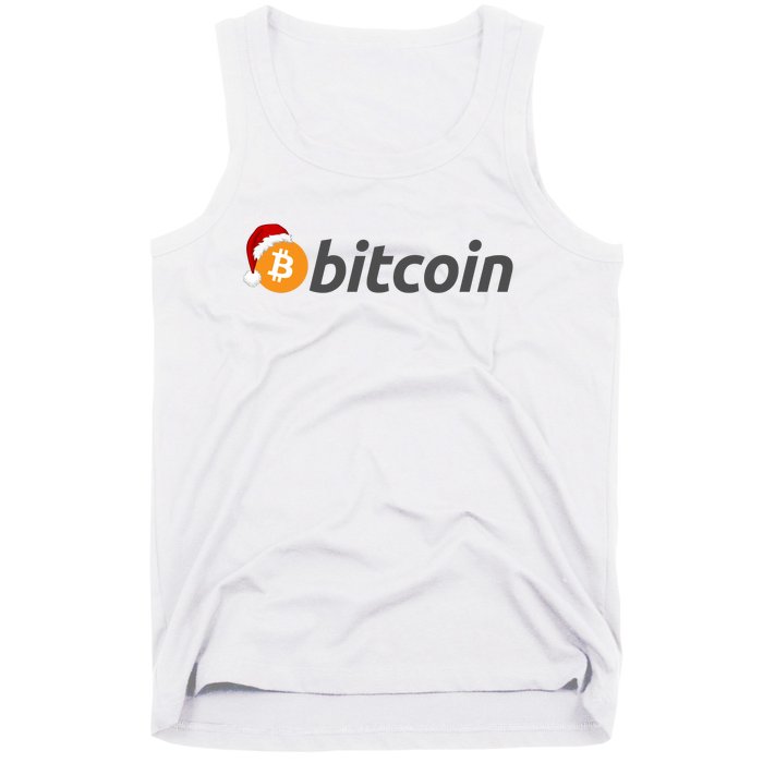 Bitcoin With Christmas Hat Funny Bitcoin With Santa Hat Funny Bitcoin Crypto Tank Top