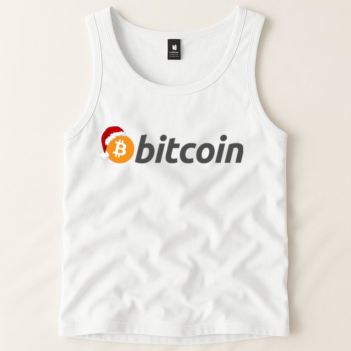 Bitcoin With Christmas Hat Funny Bitcoin With Santa Hat Funny Bitcoin Crypto Tank Top